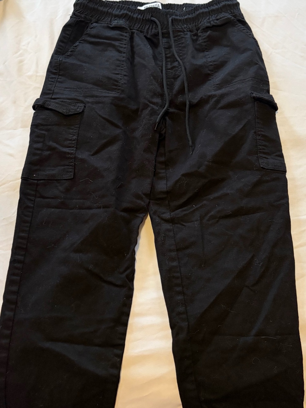 Men's Black Cargo Drawstring Jogger Pants